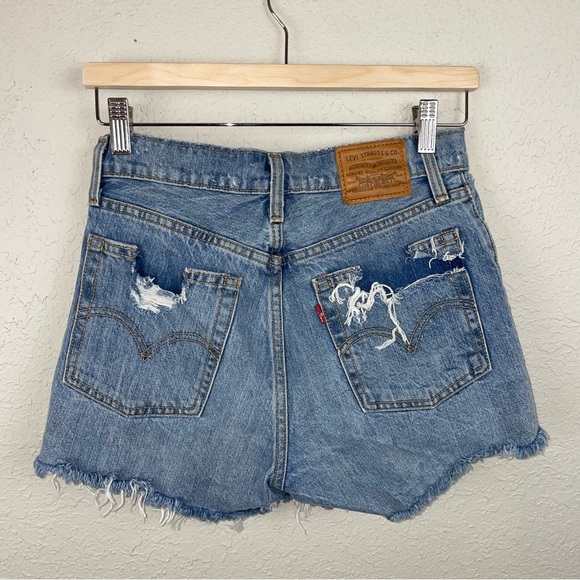 Levi's 501 Premium Shorts Denim Jean Cutoff Distressed - Picture 2 of 9
